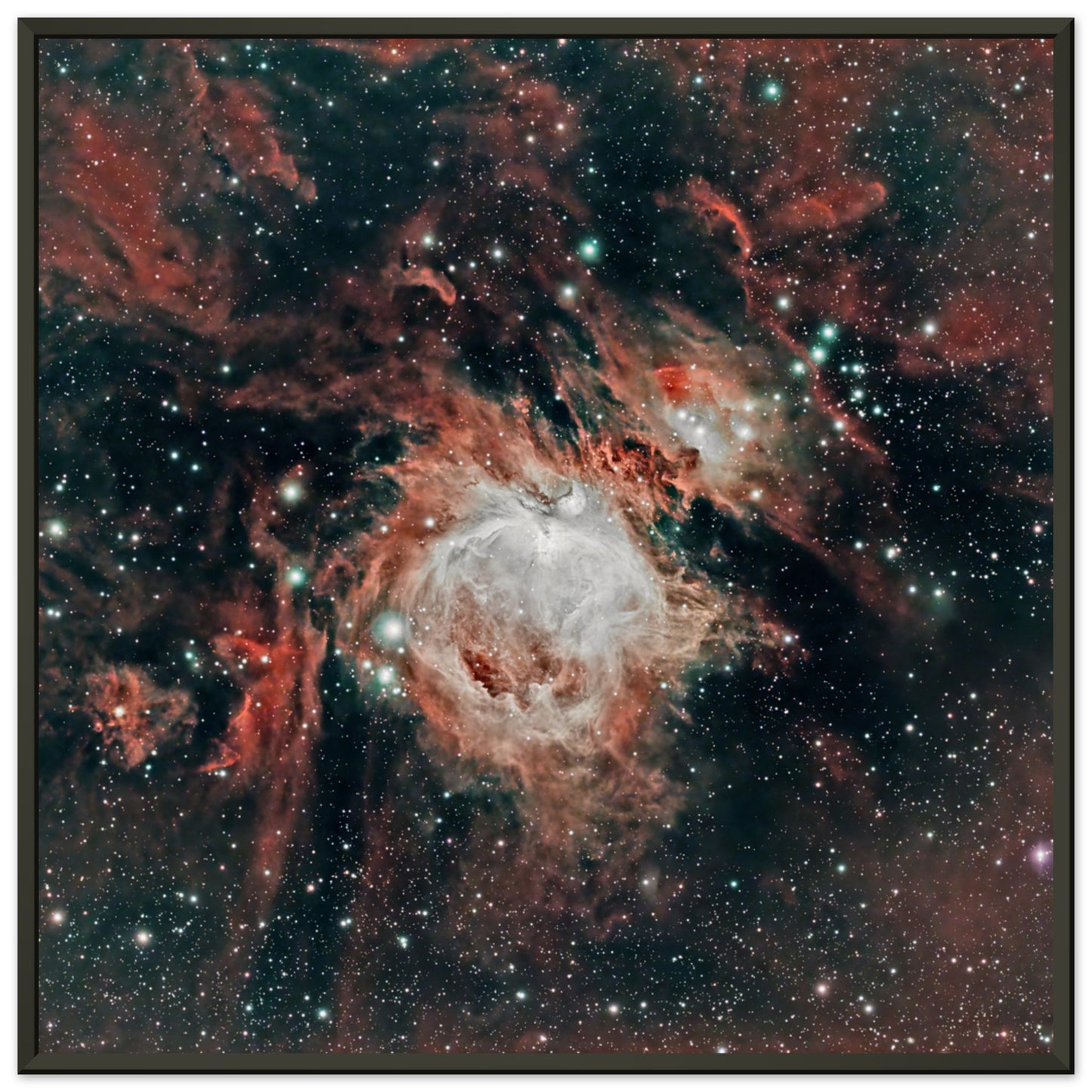Museum-Quality Matte Paper Metal Framed Poster - M42 of The Orion Constellation with additional processing.-Matt’s Space Pics